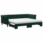 vidaXL Lit de jour avec gigogne et matelas vert foncé 90x200cm velours