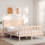 vidaXL Cadre de lit avec tête de lit 140x190 cm bois massif