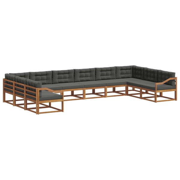 vidaXL Ensemble de canapés d'extérieur 10 Pièces Naturel et Anthracite
