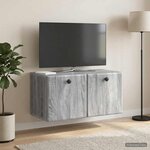 vidaXL Meuble TV mural 59 5 x 31 x 30 cm Sonoma gris Bois d'ingénierie