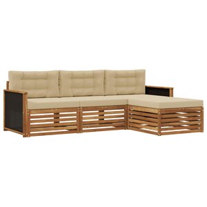 vidaXL Ensemble de canapés d'extérieur 4 Pièces Naturel et Beige