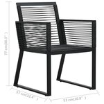 Vidaxl salon de jardin 7 pièces rotin pvc noir