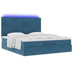 VidaXL Cadre de lit ottoman avec matelas bleu foncé 180x200 cm velours