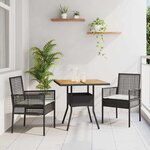 vidaXL Ensemble de salle à manger pour jardin 3 Pièces Noir Poly rotin