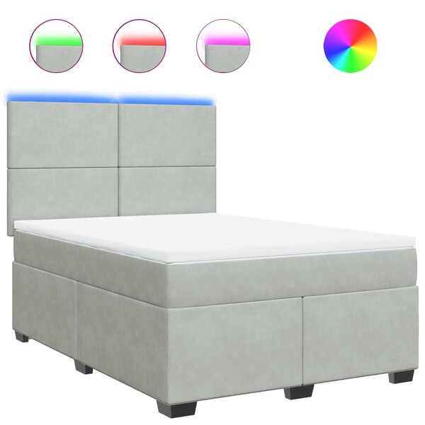 vidaXL Sommier à lattes de lit et matelas Gris clair 160x200cm Velours