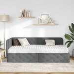 vidaXL Cadre de lit d'angle avec matelas Gris foncé 90 x 190 cm tissu