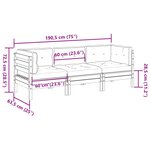 vidaXL Salon de jardin 3 Pièces avec coussins cire marron bois pin massif