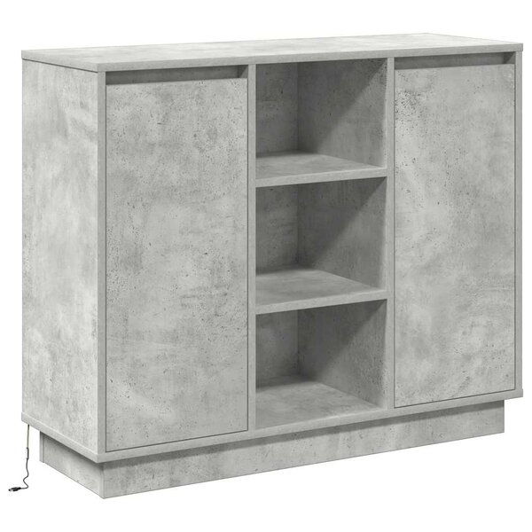 vidaXL Buffet avec porte Gris béton 90 x 32 x 75 cm Bois d'ingénierie