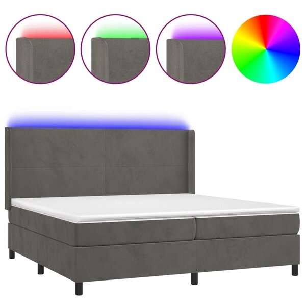 vidaXL Sommier à lattes de lit matelas et LED Gris foncé 200x200 cm