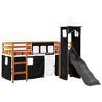 vidaXL Lit mezzanine enfants avec tour blanc/noir 90x190 cm pin massif