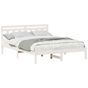 vidaXL Cadre de lit Blanc 140 x 200 cm Pin massif