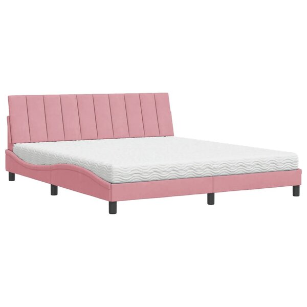 vidaXL Lit avec matelas rose 180x200 cm velours