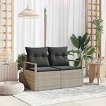 vidaXL Canapé de jardin 2 places avec coussins en rotin synthétique gris