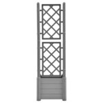 vidaXL Jardinière avec treillis 43x43x142 cm PP Gris pierre