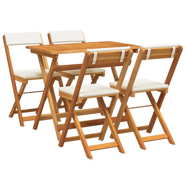 vidaXL Ensemble Bistro Pliable 5 Pièces avec Coussins en Bois Massif d'Acacia