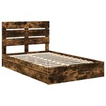 vidaXL Lit de Rangement Chêne fumé 135 x 190 cm Bois d'ingénierie
