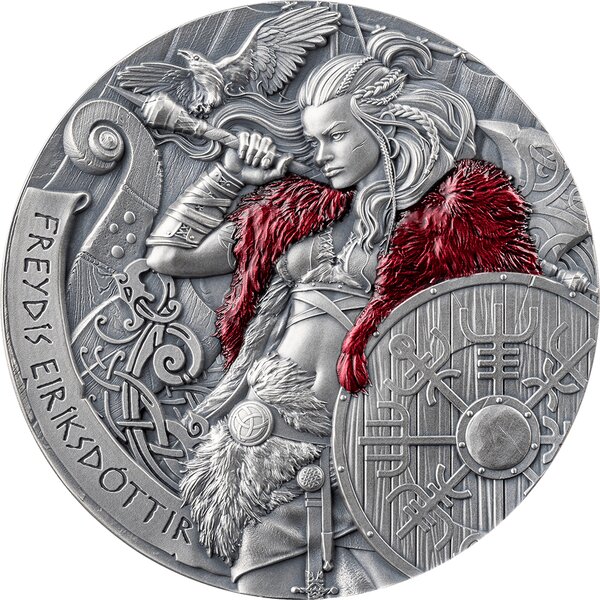 FREYDIS EIRIKSDOTTIR Le chemin du Valhalla Pièce 2 Once Argent 2000 Francs Cameroun 2024