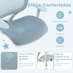 Chaise de bureau pivotante enfants avec hauteur réglable 80-92cm siège à roulettes enfants avec dossier &amp; accoudoirs ergonomique pour 6-15 ans bleu 20_0005689
