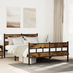 vidaXL Cadre de lit en métal sans matelas chêne fumé 140x200 cm