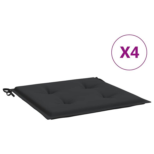 vidaXL Coussins de chaise jardin lot de 4 noir 50x50x4 cm tissu oxford