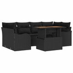 vidaXL Ensemble de canapé de jardin 7 Pièces Noir Poly rotin