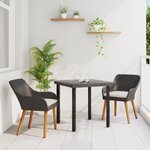 vidaXL Ensemble de jardin 3 pièces en rotin poly noir