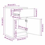 vidaXL Armoire de chevet LED 2 Pièces Bois ancien 38 x 34 x 61 cm