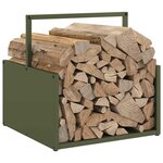 vidaXL Portant de bois chauffage vert olive 40x40x40 cm
