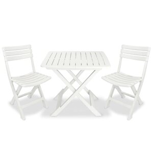 Ensemble de bistro jardin meuble extérieur terrasse pliable 3 pièces plastique blanc 02_0013545