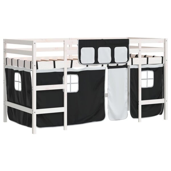 vidaXL Lit mezzanine enfants avec rideaux sans matelas 90x190 cm
