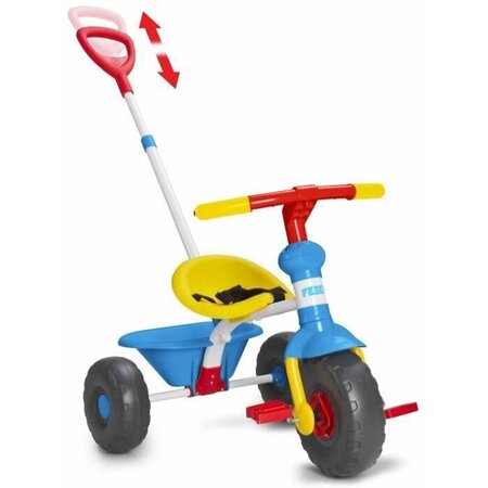 Tricycle Baby Trike 3 en 1 - bleu et jaune - FEBER - canne ajustable