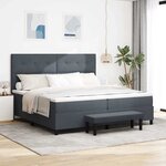 vidaXL Lit à Ressorts avec Matelas & Banc Gris Foncé 200x200 cm Velours