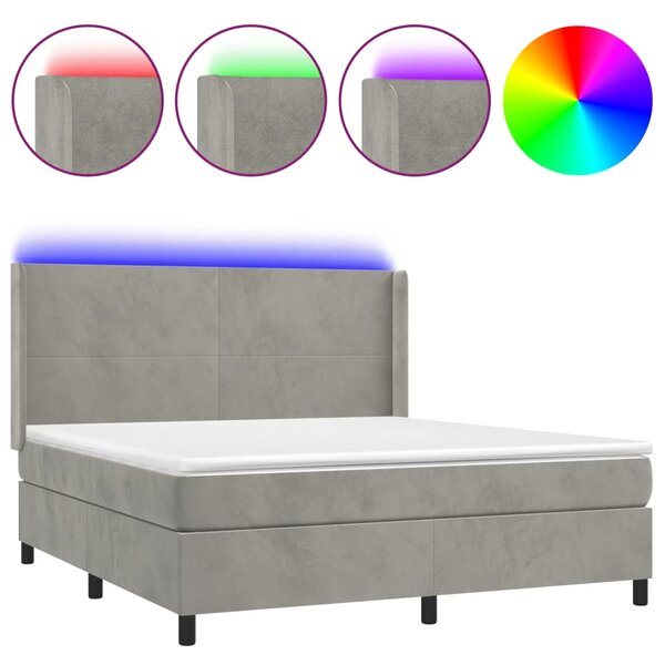 vidaXL Sommier à lattes de lit matelas et LED Gris clair 160x200 cm