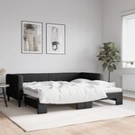 vidaXL Lit de jour avec gigogne sans matelas noir 90x200 cm