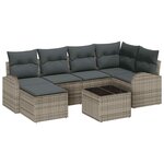 vidaXL Ensemble de canapé de jardin avec coussin 7 Pièces Gris Poly rotin