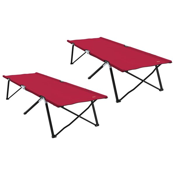 vidaXL Lit de camping pliant 2 Pièces Rouge 206 x 76 x 74 cm