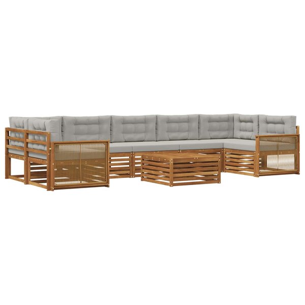 vidaXL Ensemble de canapés d'extérieur 8 Pièces Naturel et gris clair