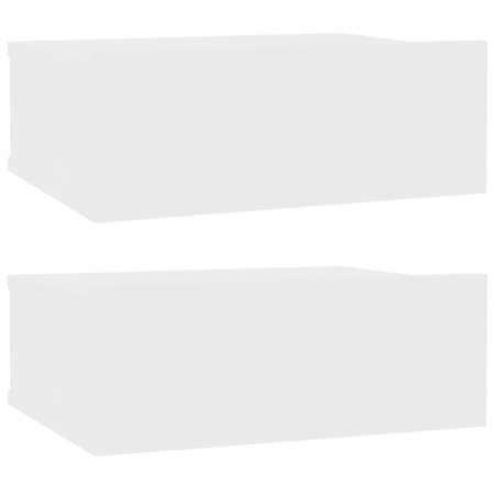 vidaXL Tables de chevet flottantes 2 Pièces Blanc 40x30x15 cm Aggloméré