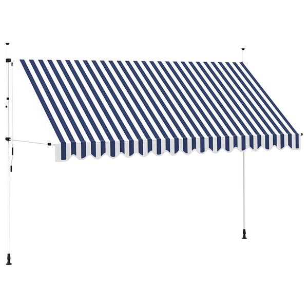 vidaXL Auvent rétractable manuel 400 cm Rayures bleues et blanches