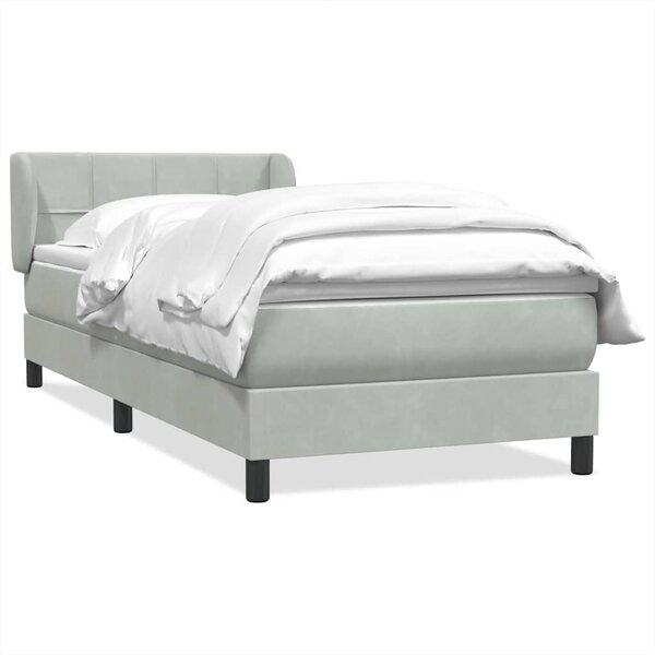 vidaXL Sommier à lattes de lit et matelas gris clair 90x210 cm velours