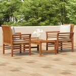 vidaXL Salon de jardin 3 Pièces avec coussins bois massif d'acacia