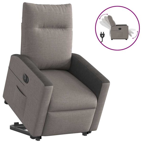 vidaXL Fauteuil inclinable électrique taupe tissu