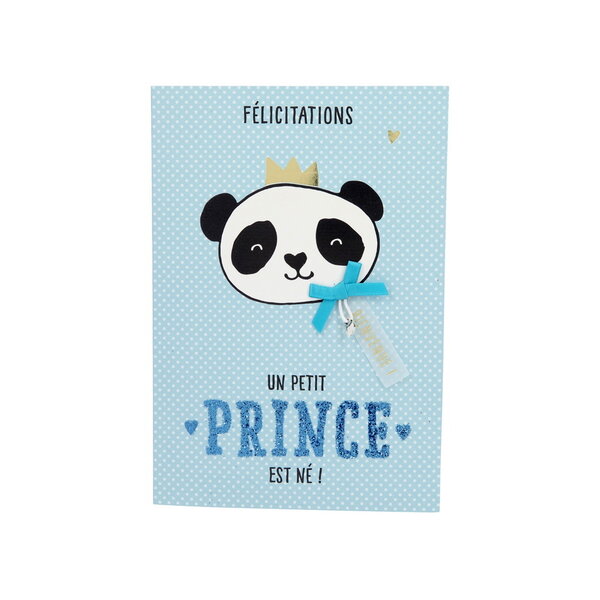 Carte de voeux paillettes - naissance - félicitations un petit prince est né !
