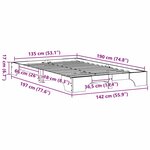 vidaXL Lit en pin massif marron ciré 135 x 190 cm