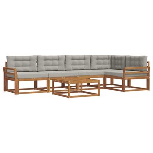vidaXL Ensemble de canapés d'extérieur 6 Pièces Naturel et gris clair
