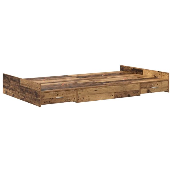 vidaXL Cadre de lit avec rangement Bois ancien 120 x 190 cm
