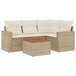 vidaXL Salon de jardin avec coussins 5 Pièces beige résine tressée