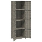 vidaXL Armoire de rangement jardin Gris 59x40x180 cm Résine tressée