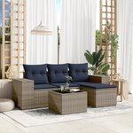 vidaXL Salon de jardin 5 Pièces avec coussins gris résine tressée
