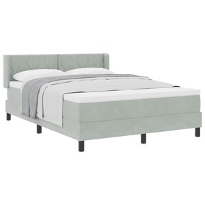 vidaXL Lit à ressorts avec matelas Gris clair 190 x 140 cm Polyester